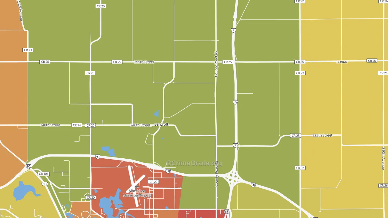 Bancroft, MN Map of Burglary Rates