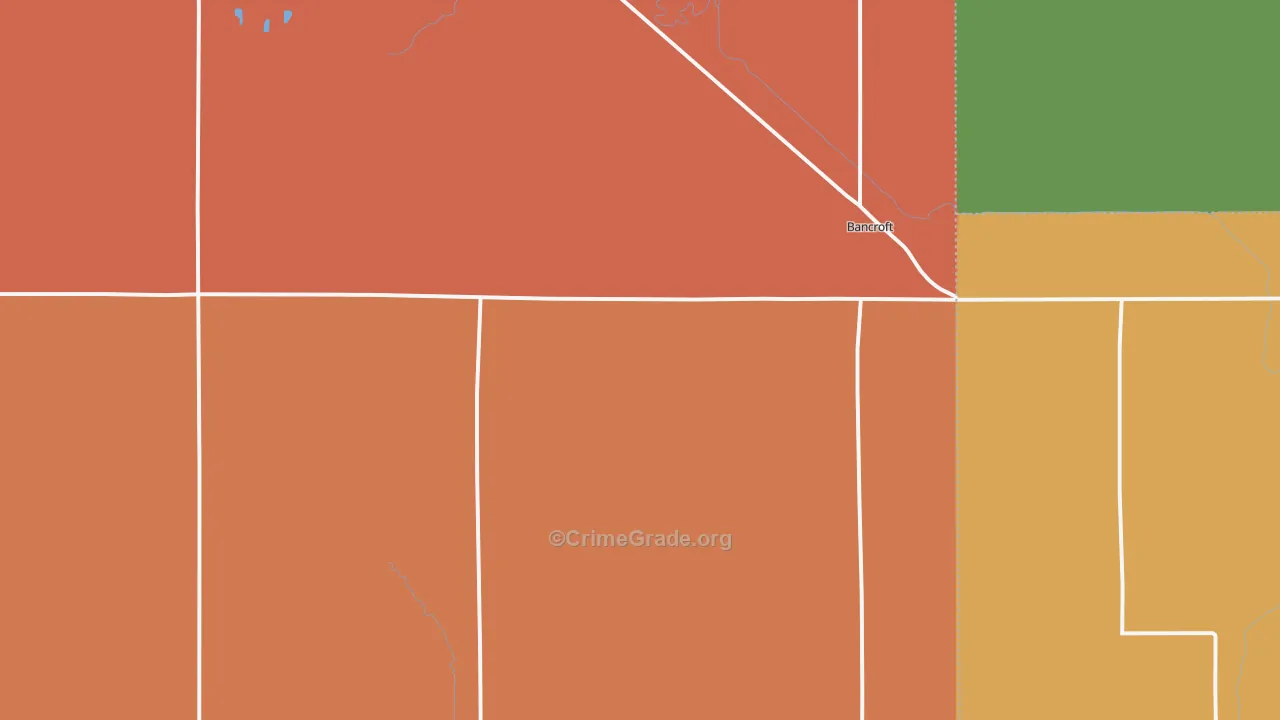 Bancroft, NE Map of Burglary Rates