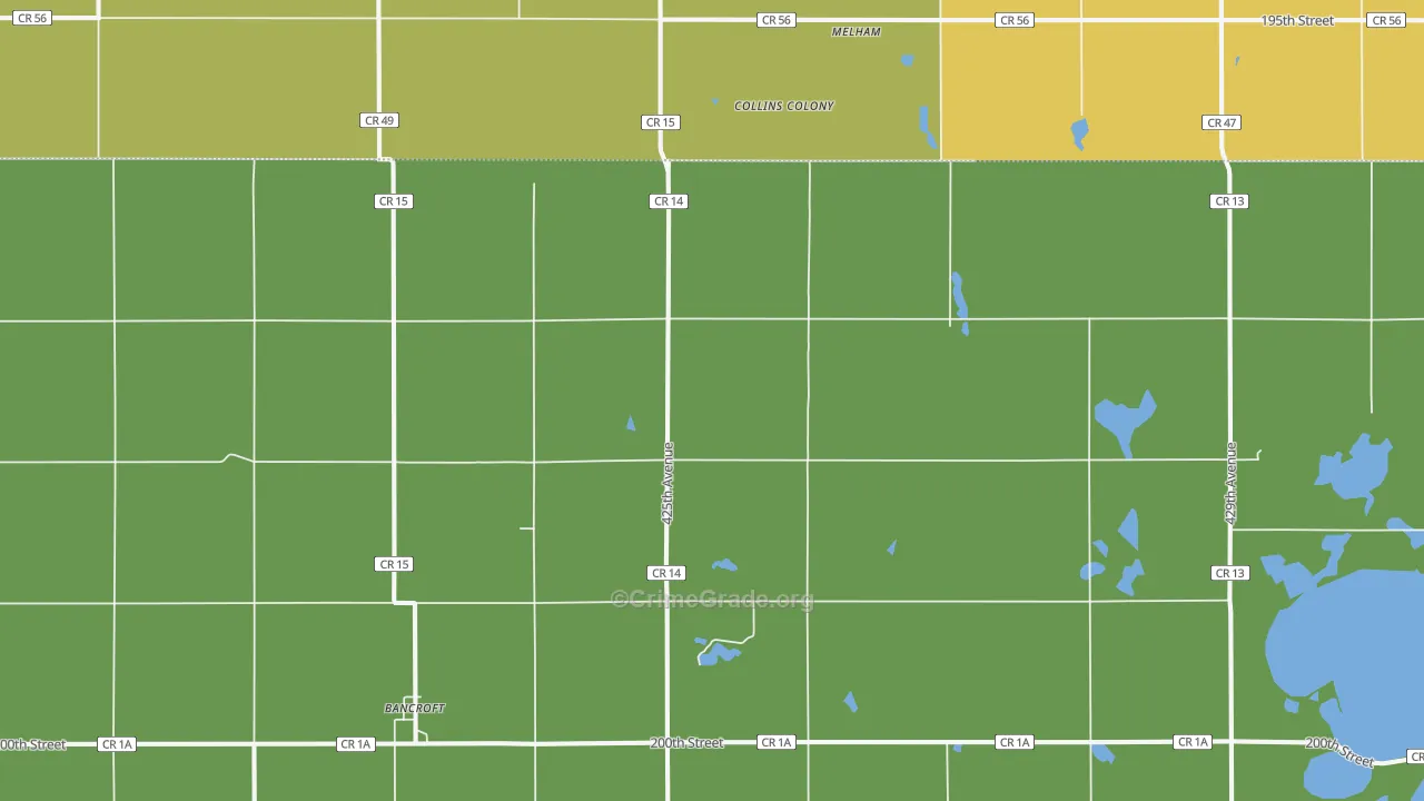 Bancroft, SD Map of Burglary Rates