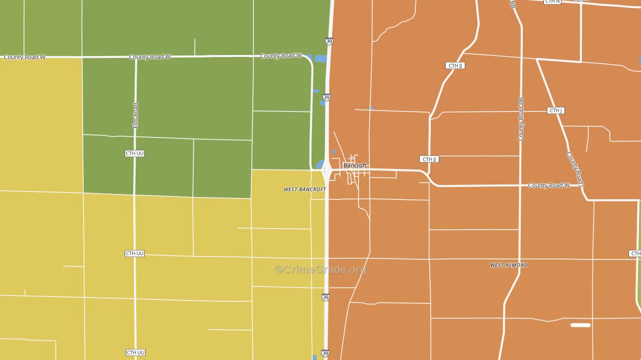 Bancroft, WI Map of Burglary Rates