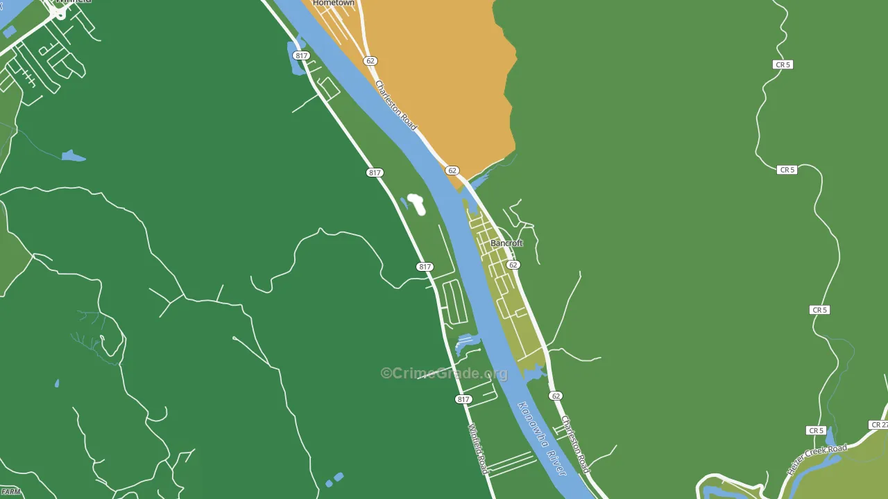 Bancroft, WV Map of Burglary Rates