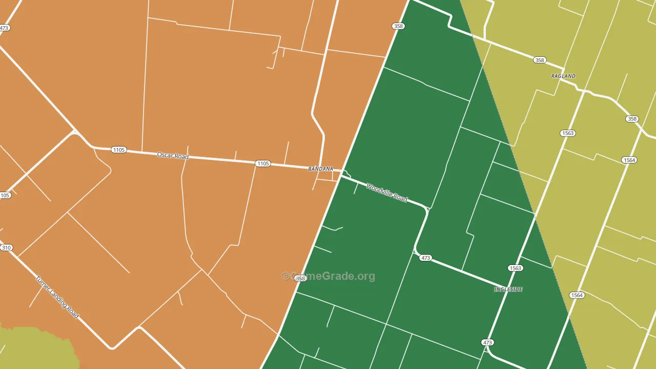 Bandana, KY Map of Burglary Rates