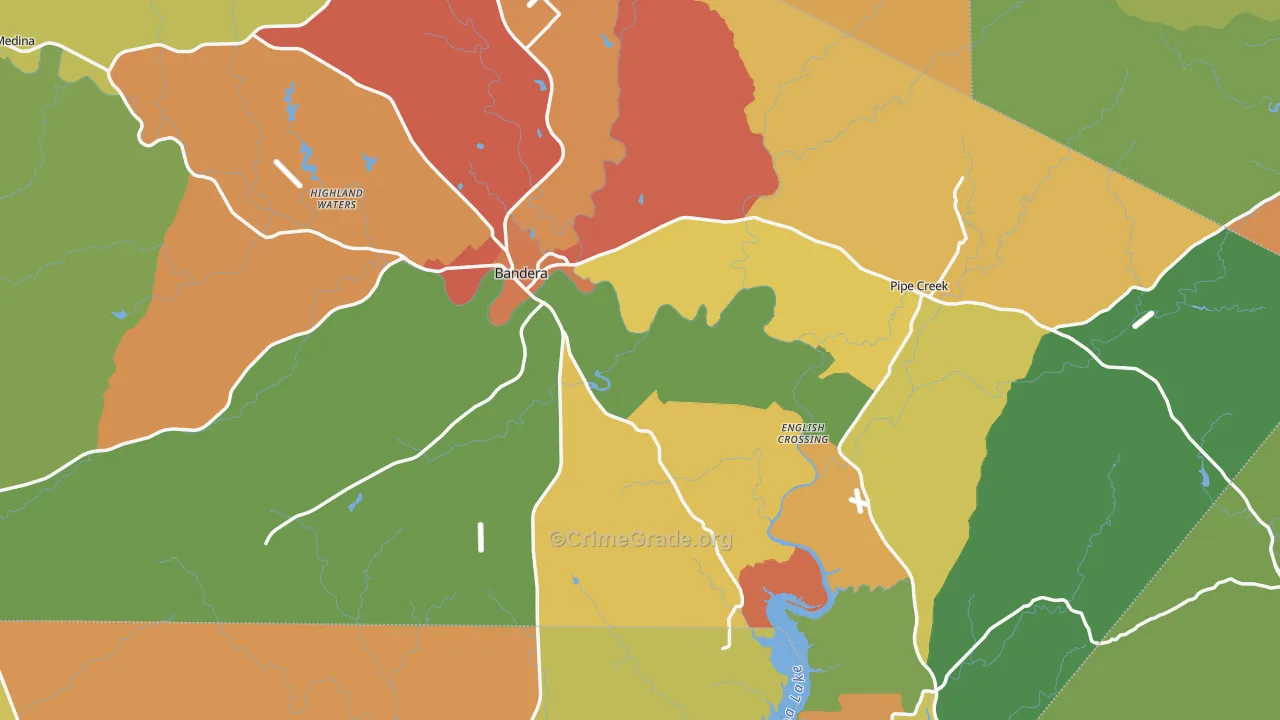Bandera County, TX Map of Burglary Rates