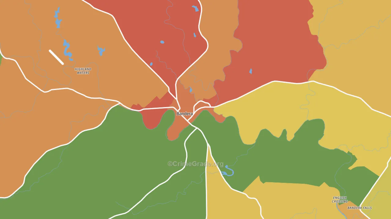 Bandera, TX Map of Burglary Rates