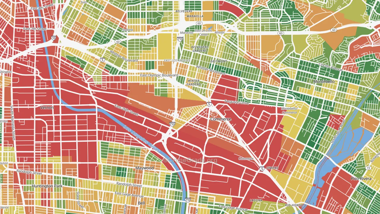 Bandini, Commerce, CA Map of Burglary Rates