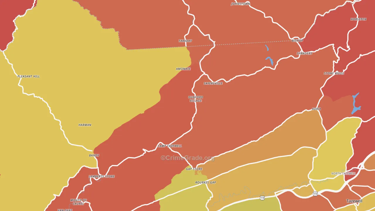 Bandy, VA Map of Burglary Rates