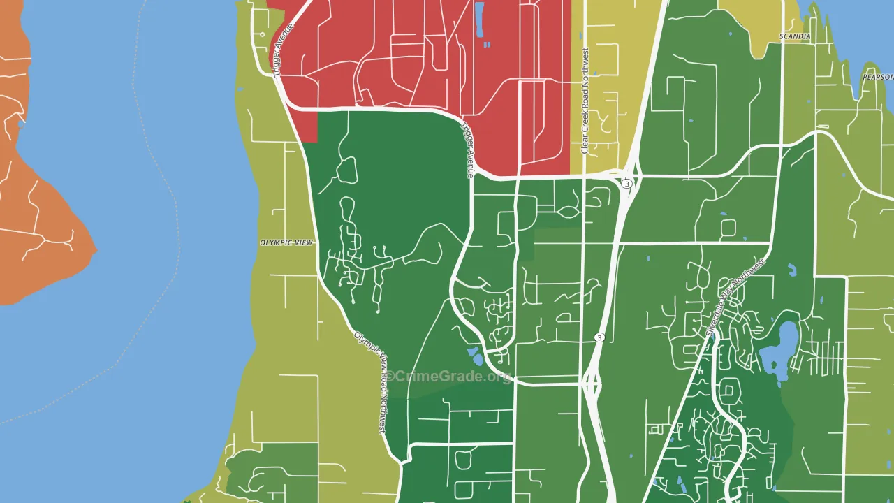 Bangor Base, WA Map of Burglary Rates