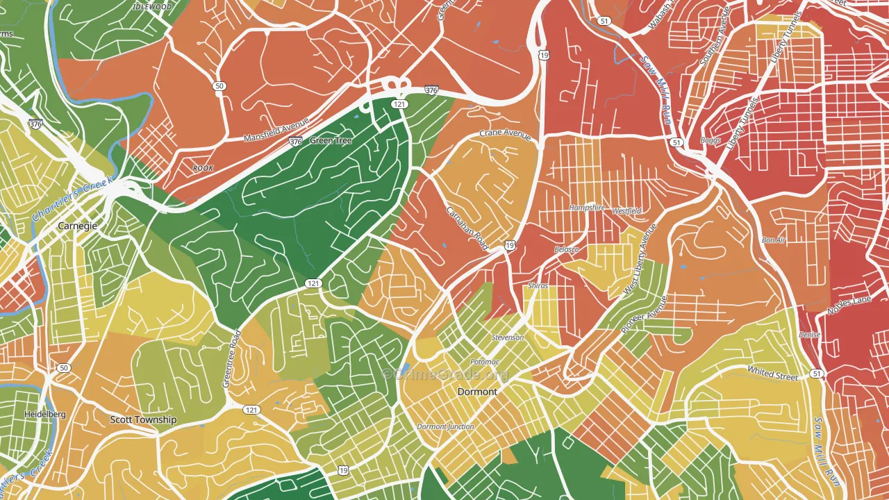 Banksville, Pittsburgh, PA Map of Burglary Rates