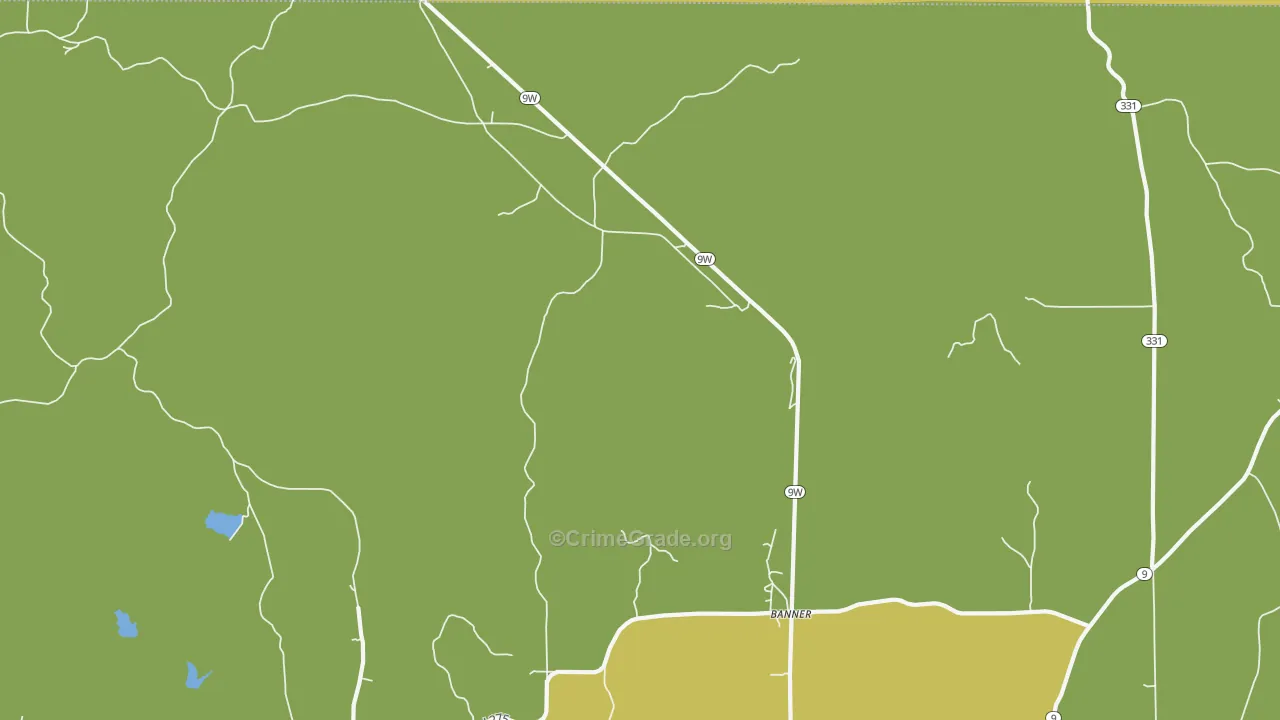 Banner, MS Map of Burglary Rates