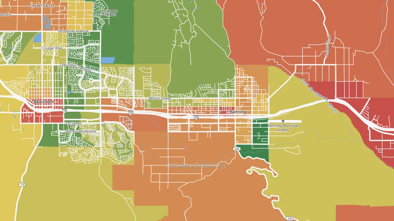 Banning, CA Map of Burglary Rates