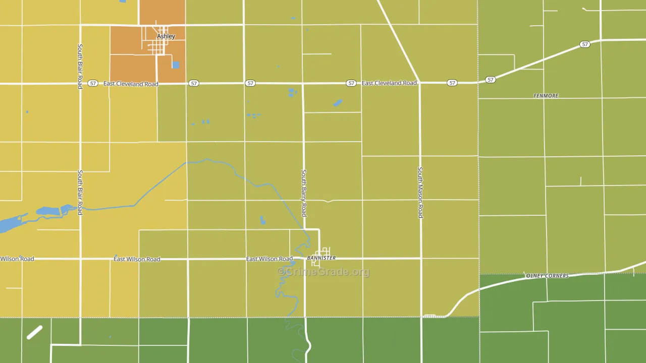 Bannister, MI Map of Burglary Rates