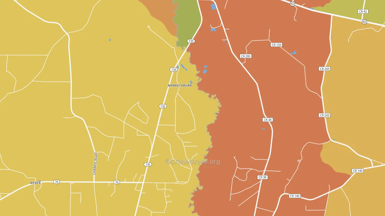 Bannockburn, GA Map of Burglary Rates