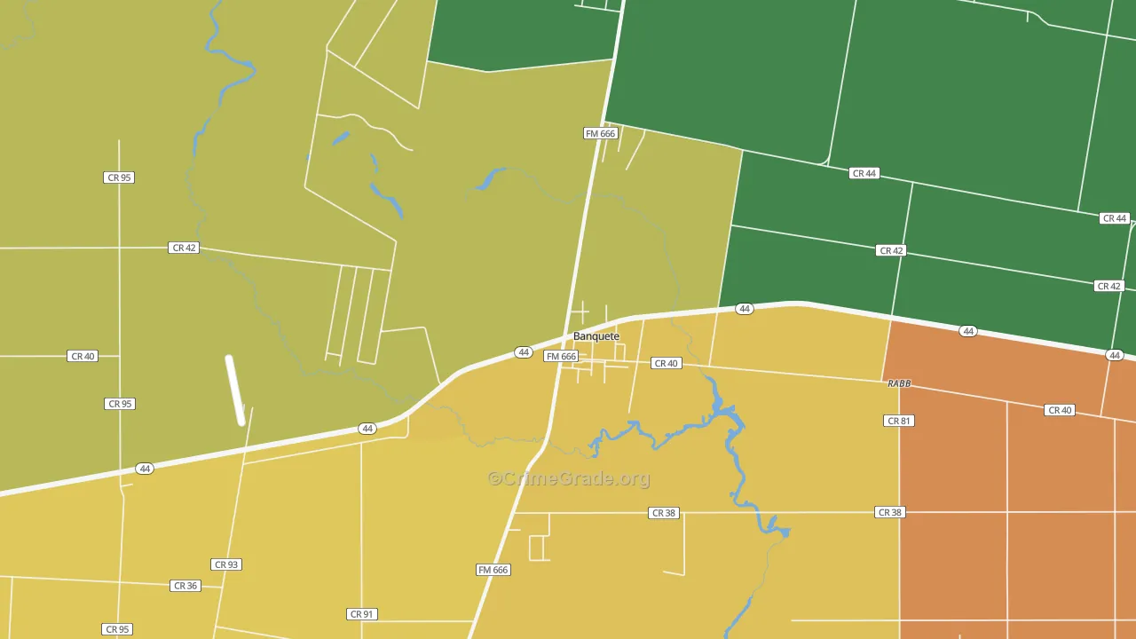 Banquete, TX Map of Burglary Rates
