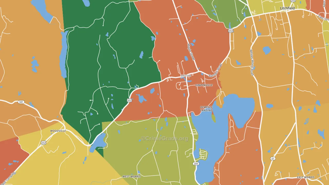 Bantam, CT Map of Burglary Rates