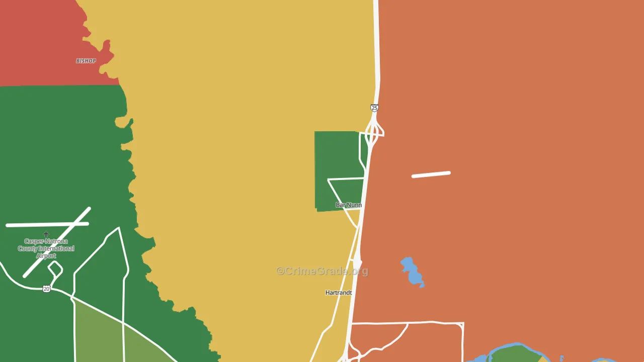 Bar Nunn, WY Map of Burglary Rates
