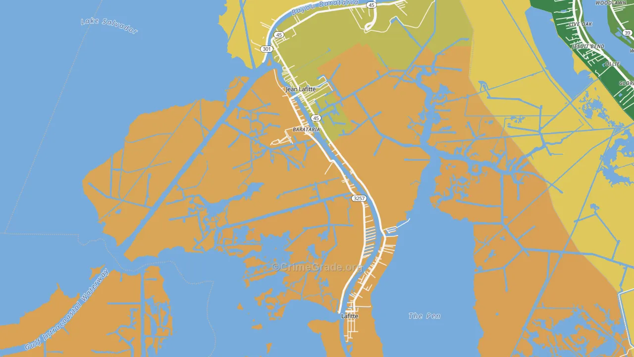Barataria, LA Map of Burglary Rates