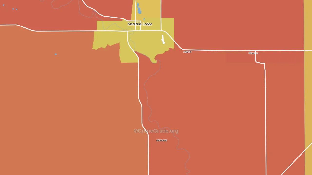 Barber County, KS Map of Burglary Rates
