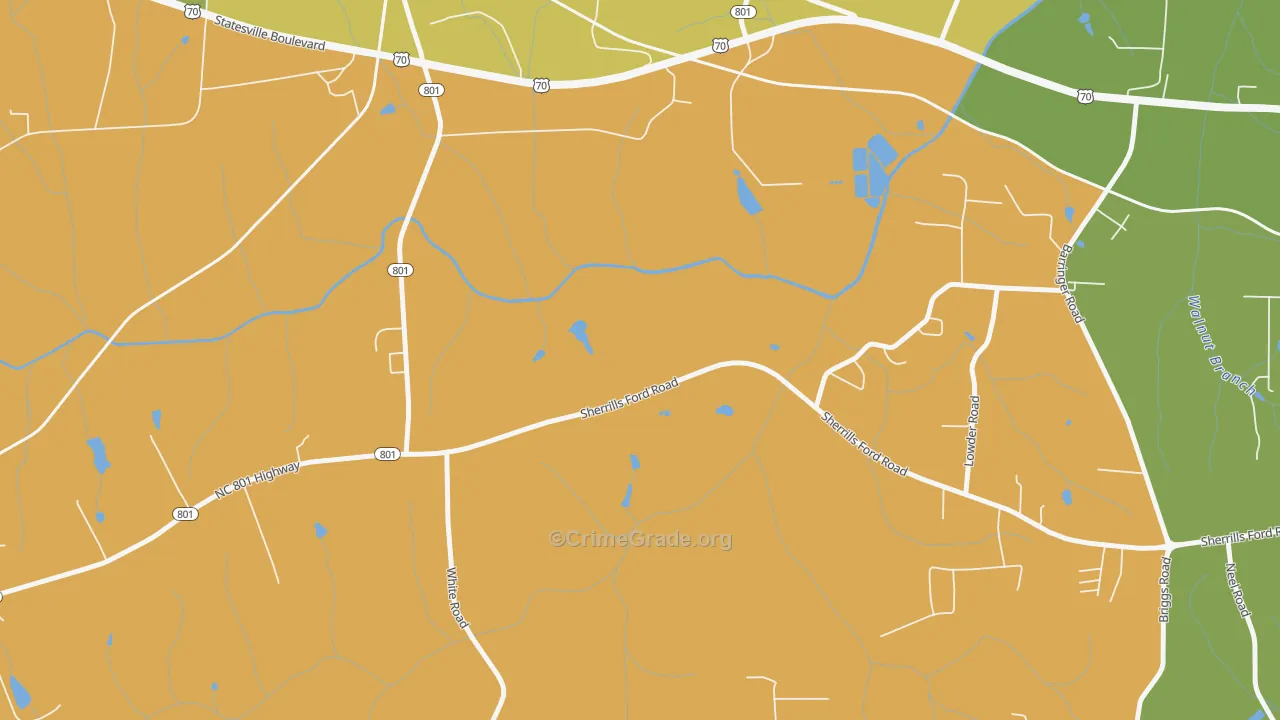 Barber, NC Map of Burglary Rates