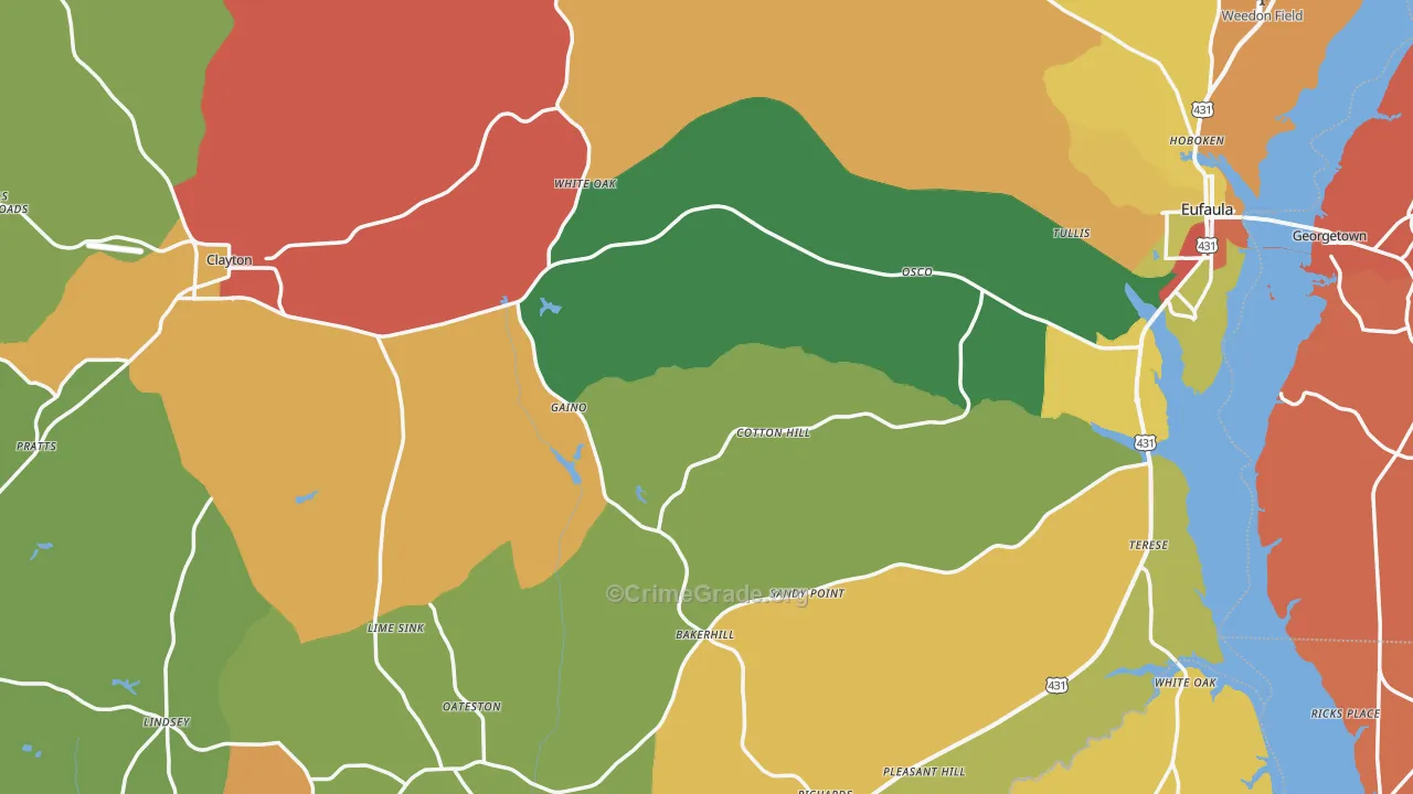 Barbour County, AL Map of Burglary Rates