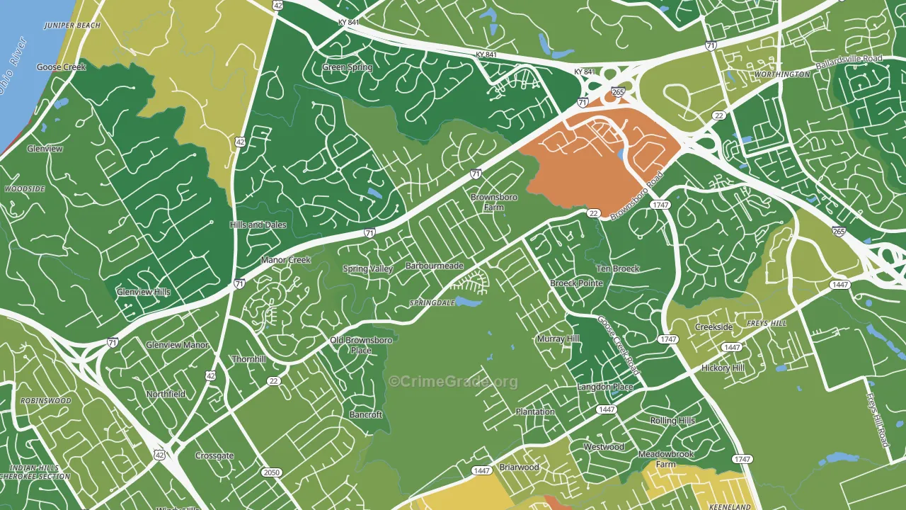Barbourmeade, KY Map of Burglary Rates