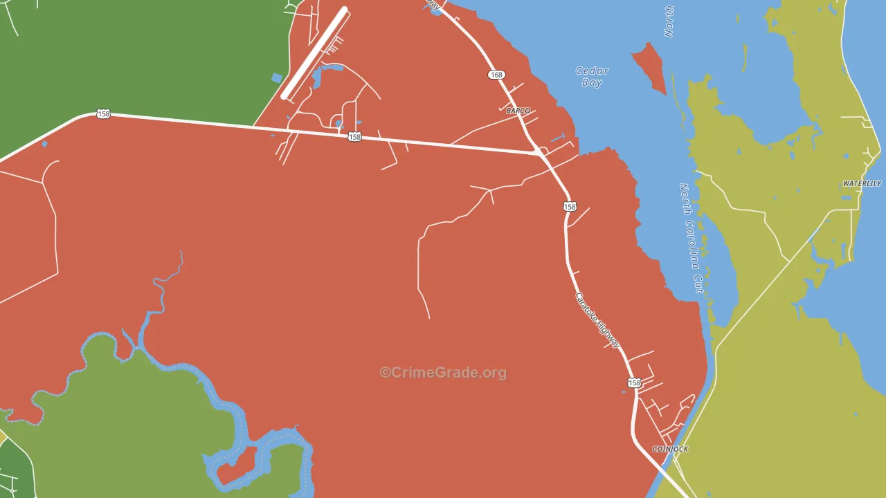 Barco, NC Map of Burglary Rates