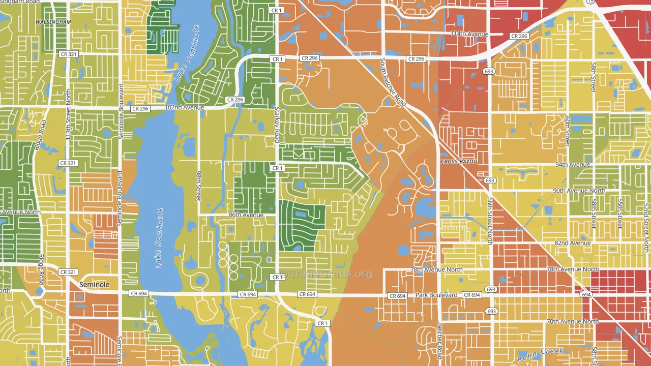 Bardmoor, FL Map of Burglary Rates