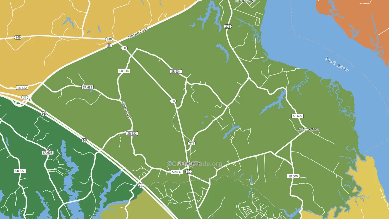 Barhamsville, VA Map of Burglary Rates