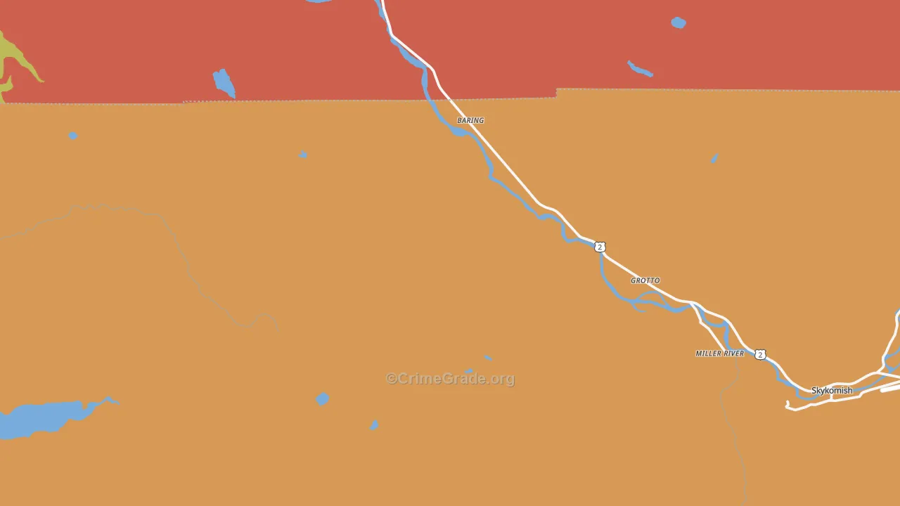 Baring, WA Map of Burglary Rates