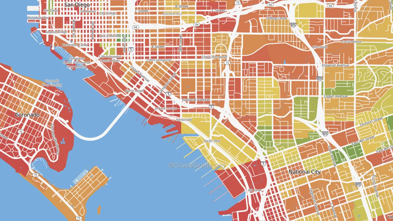Bario Logan, San Diego, CA Map of Burglary Rates