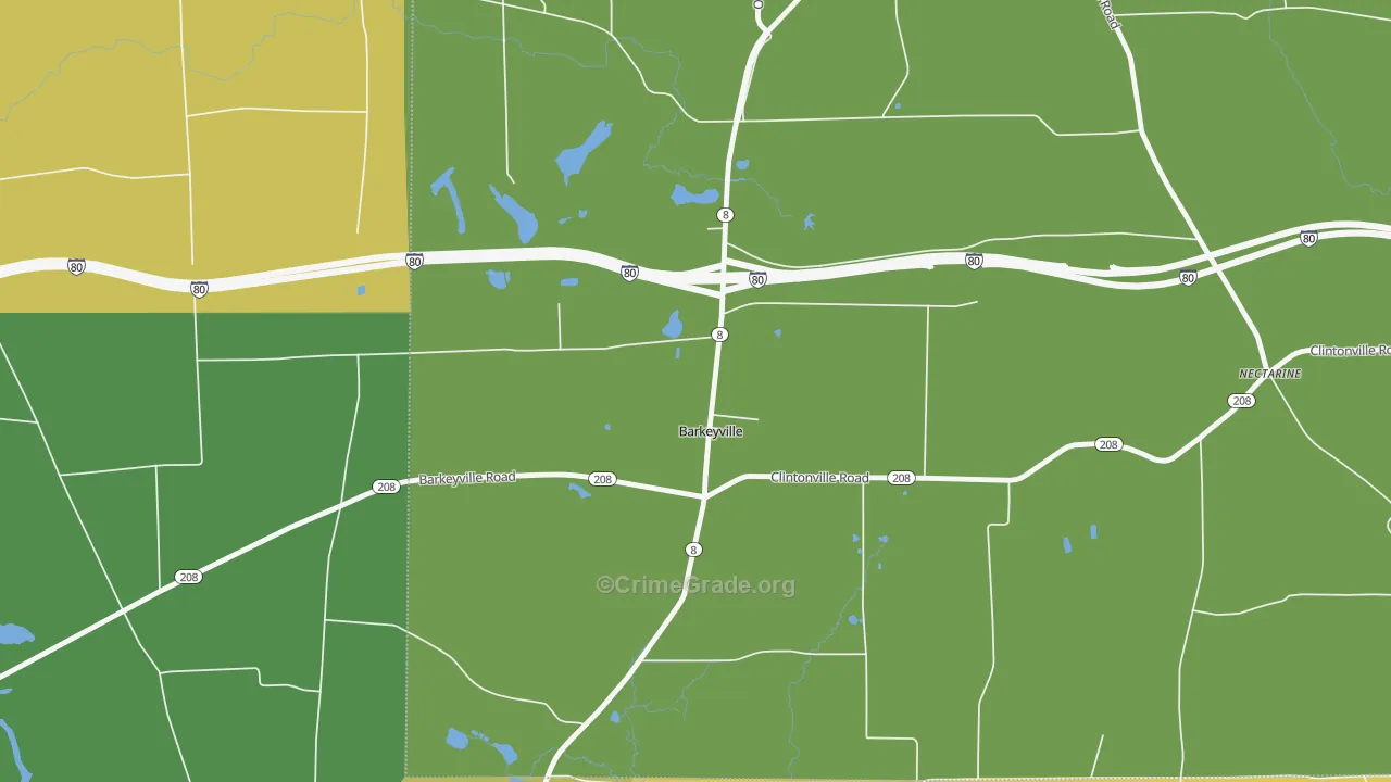 Barkeyville, PA Map of Burglary Rates