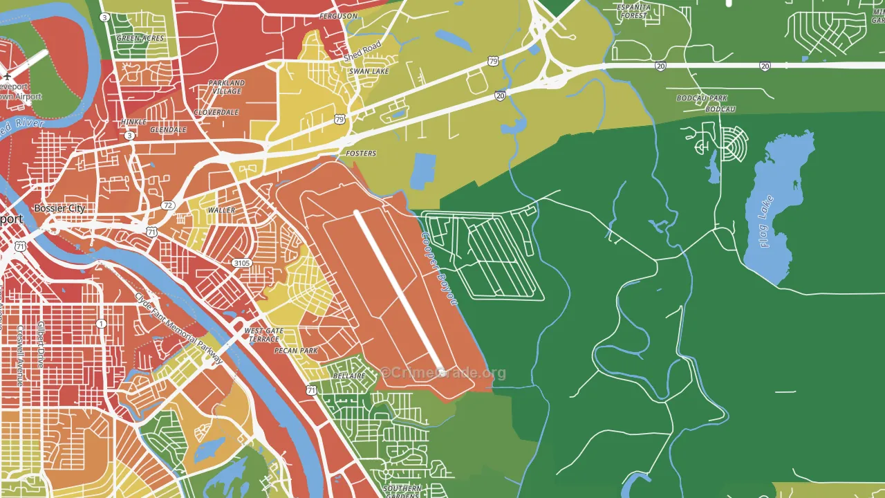 Barksdale Afb, LA Map of Burglary Rates