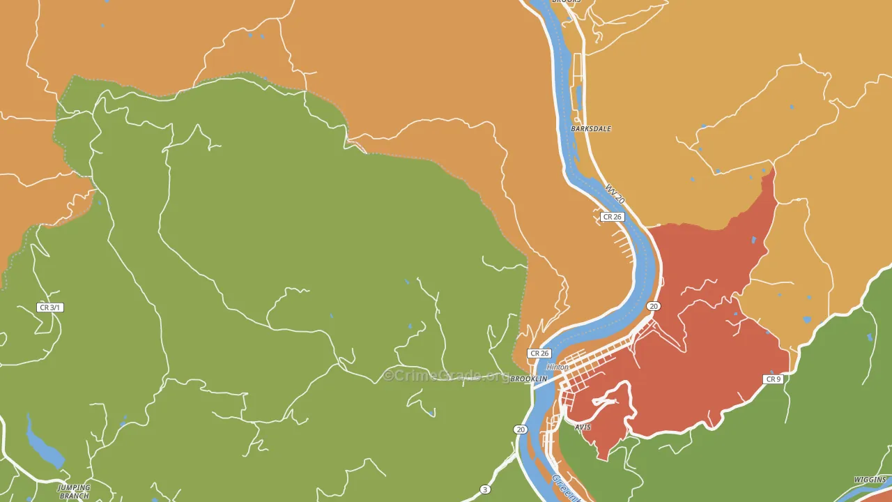 Barksdale, WV Map of Burglary Rates