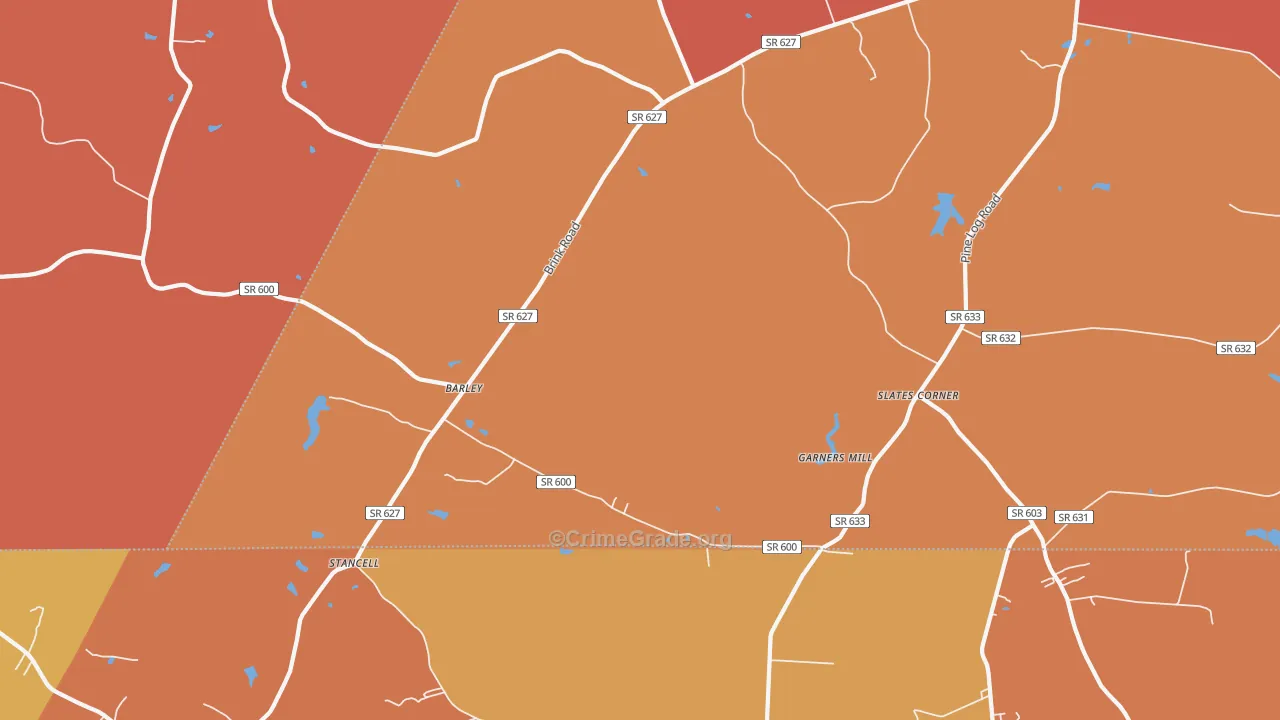 Barley, VA Map of Burglary Rates