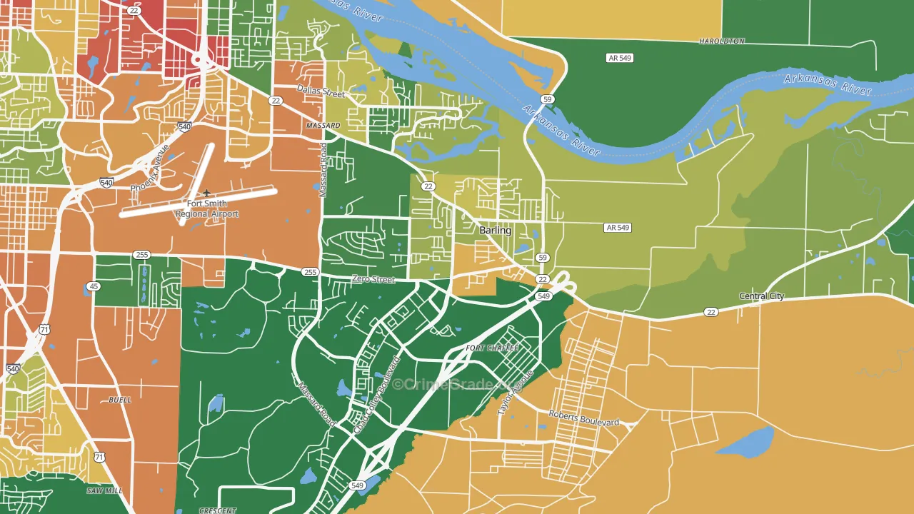 Barling, AR Map of Burglary Rates