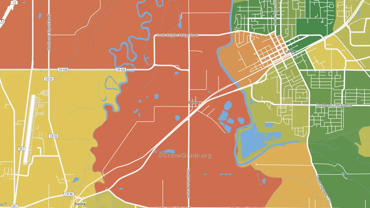 Barlow, OR Map of Burglary Rates