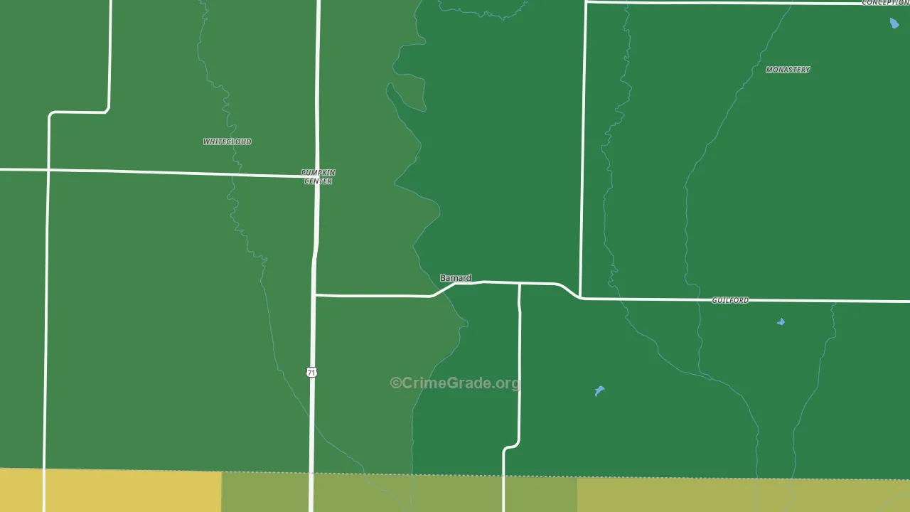 Barnard, MO Map of Burglary Rates