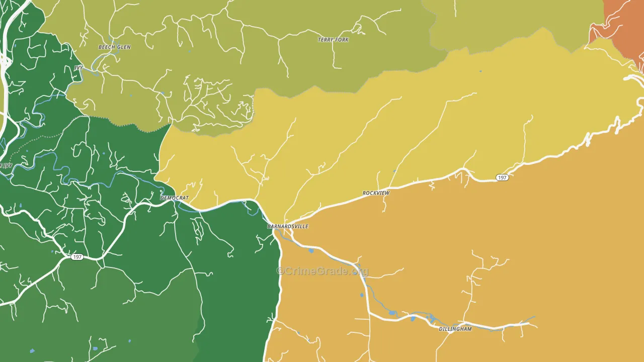 Barnardsville, NC Map of Burglary Rates