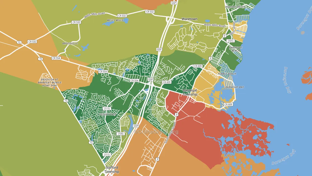 Barnegat, NJ Map of Burglary Rates
