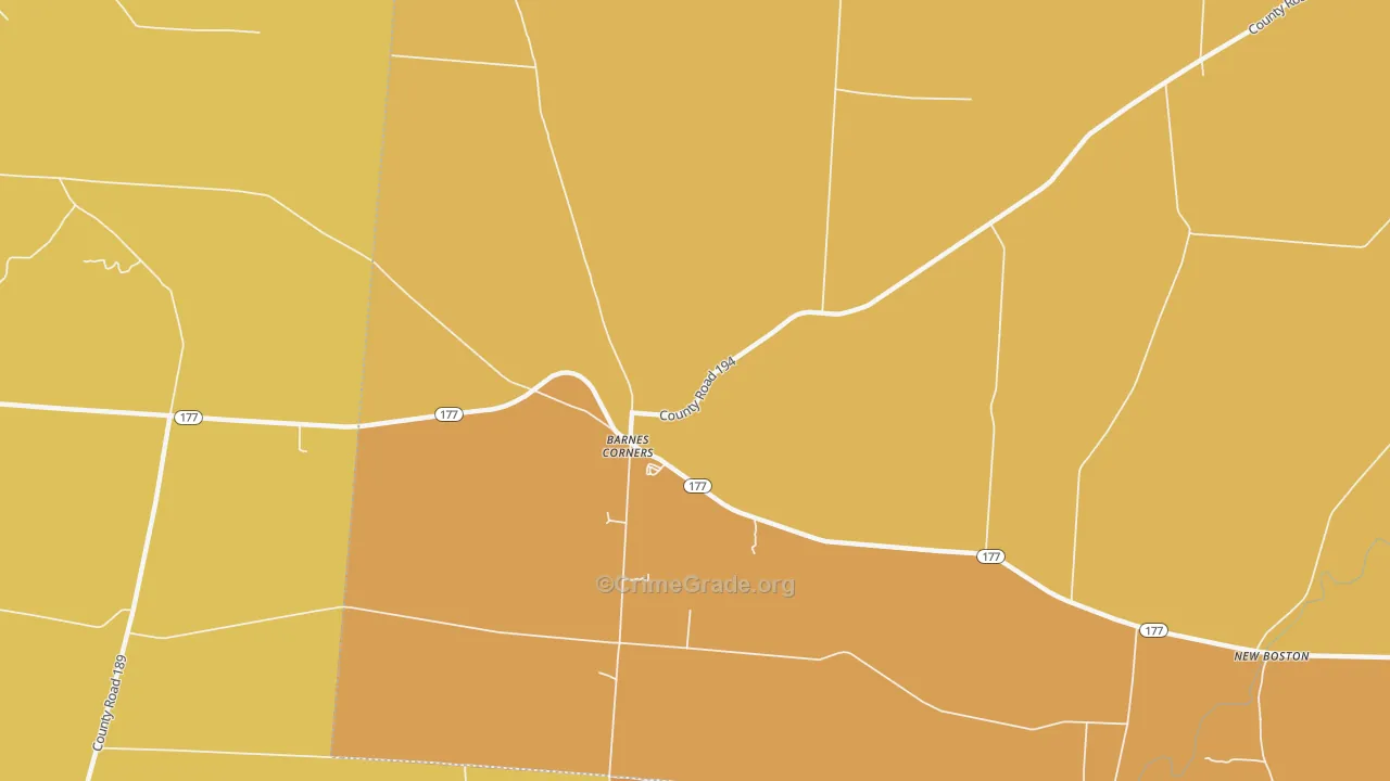 Barnes Corners, NY Map of Burglary Rates