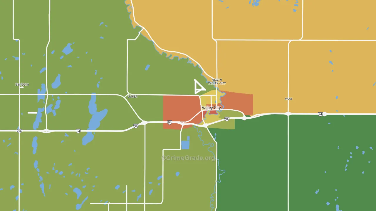 Barnes County, ND Map of Burglary Rates