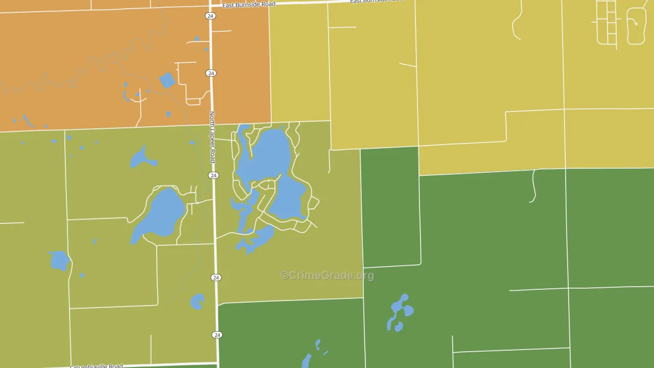 Barnes Lake-Millers Lake, MI Map of Burglary Rates