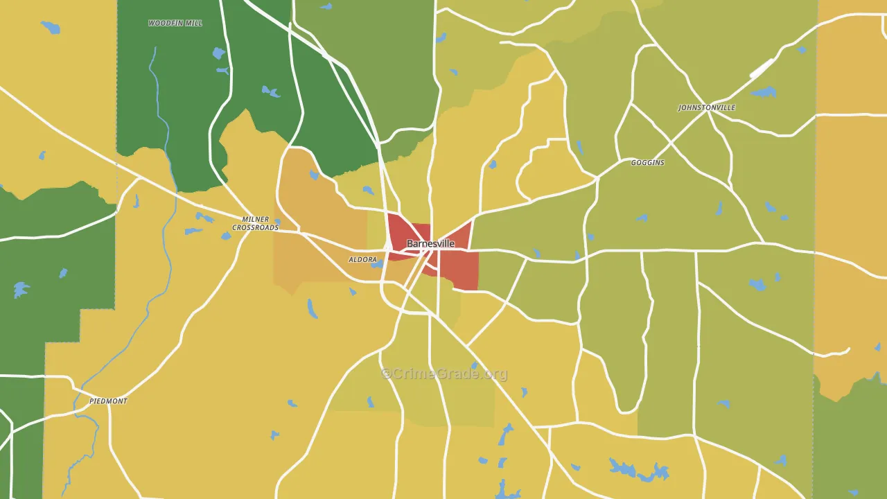 Barnesville, GA Map of Burglary Rates