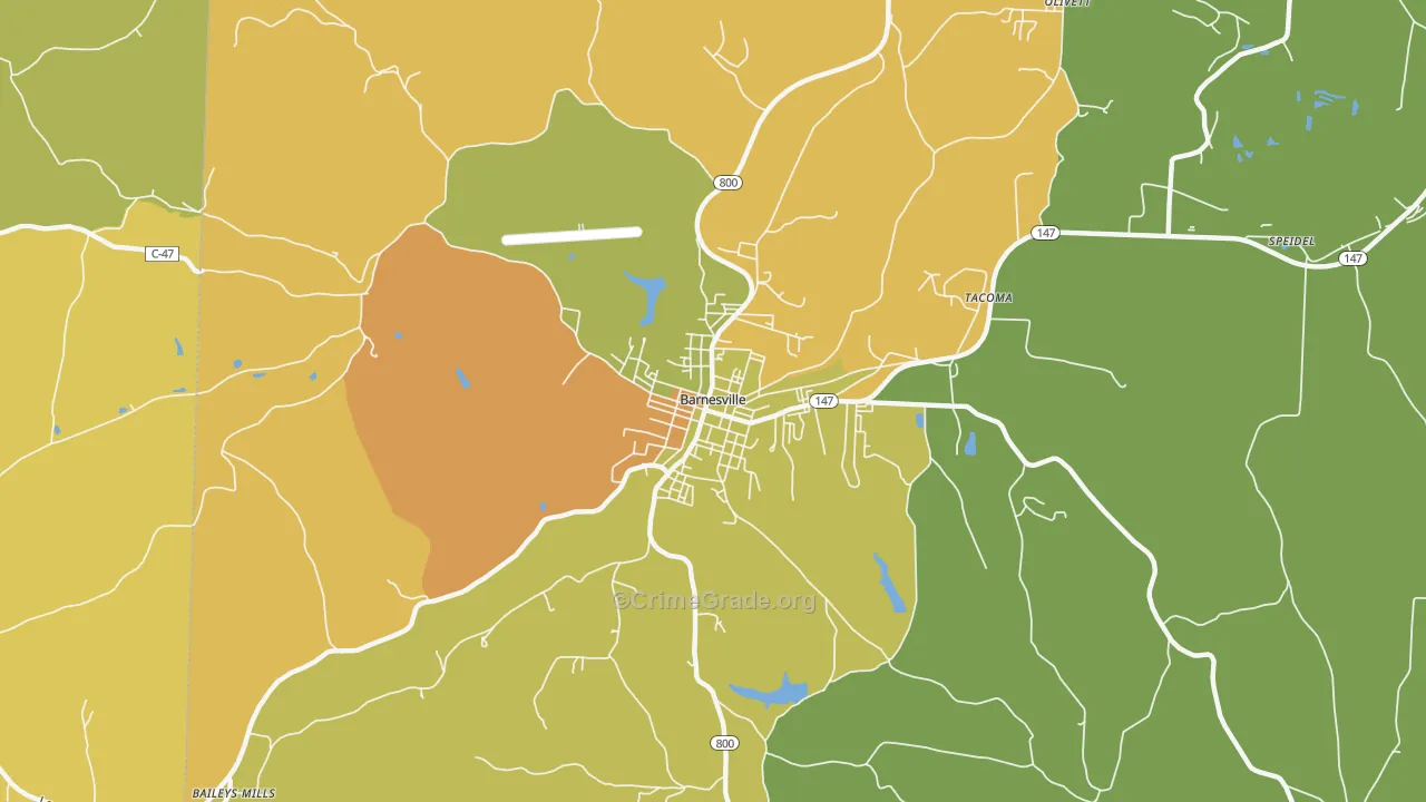 Barnesville Historic District, Barnesville, OH Map of Burglary Rates