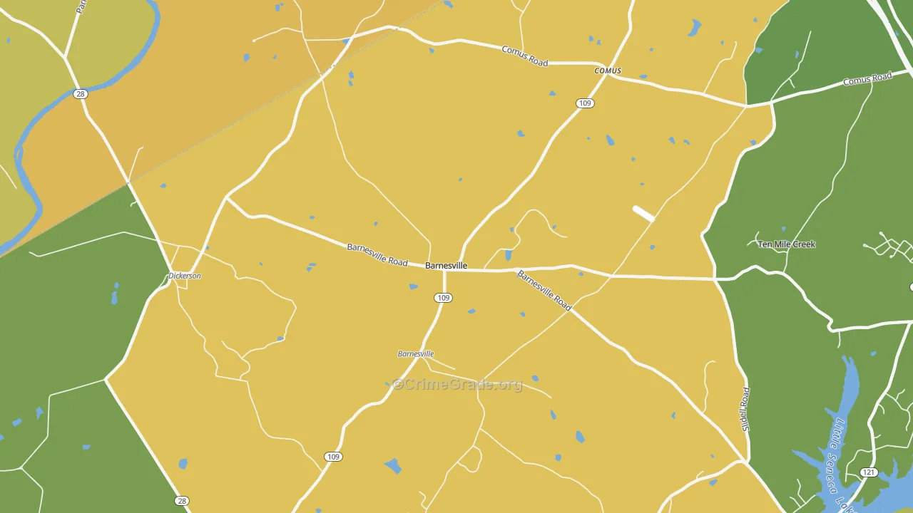 Barnesville, MD Map of Burglary Rates