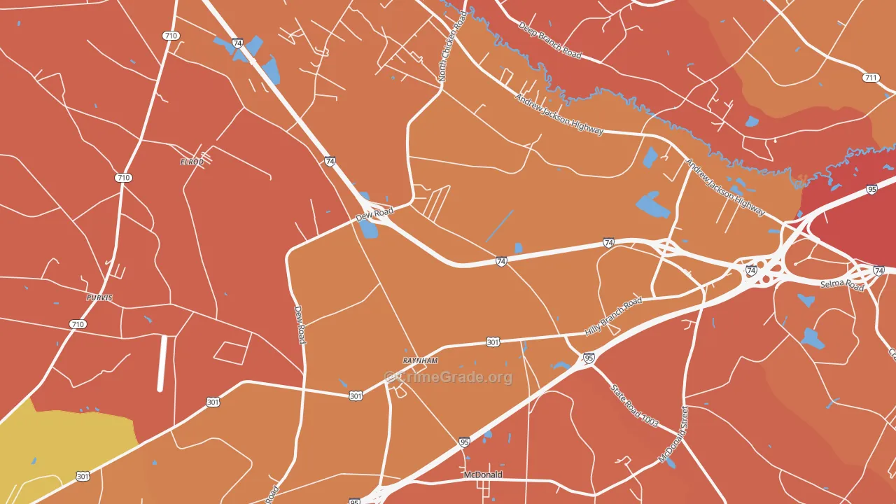 Barnesville, NC Map of Burglary Rates