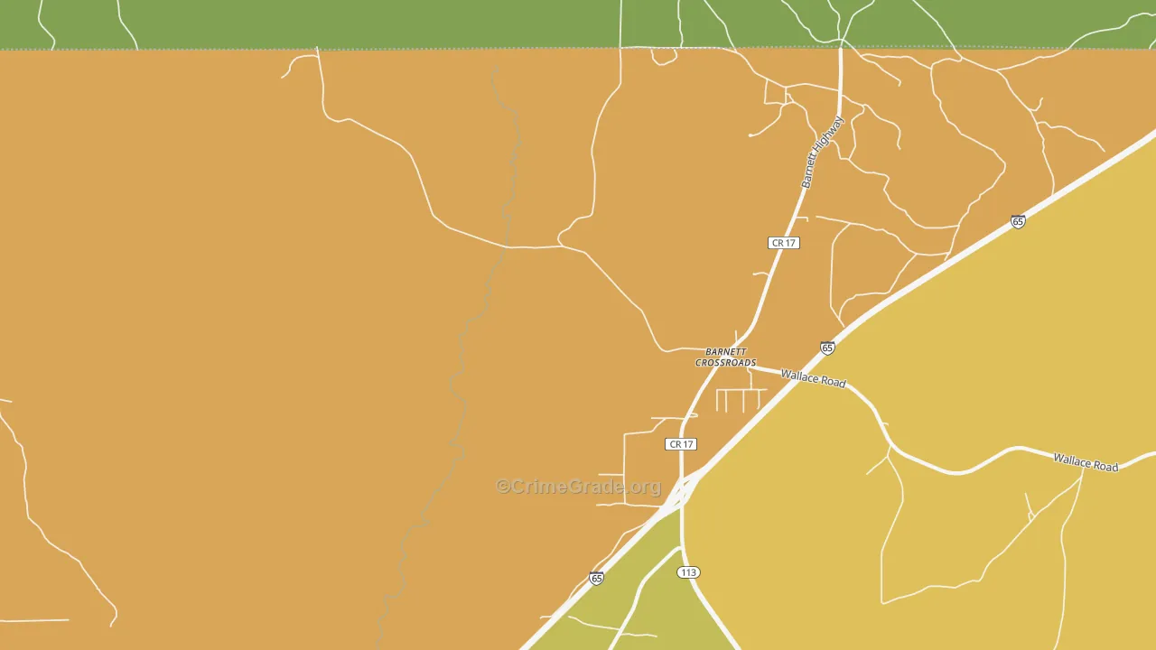Barnett Crossroads, AL Map of Burglary Rates