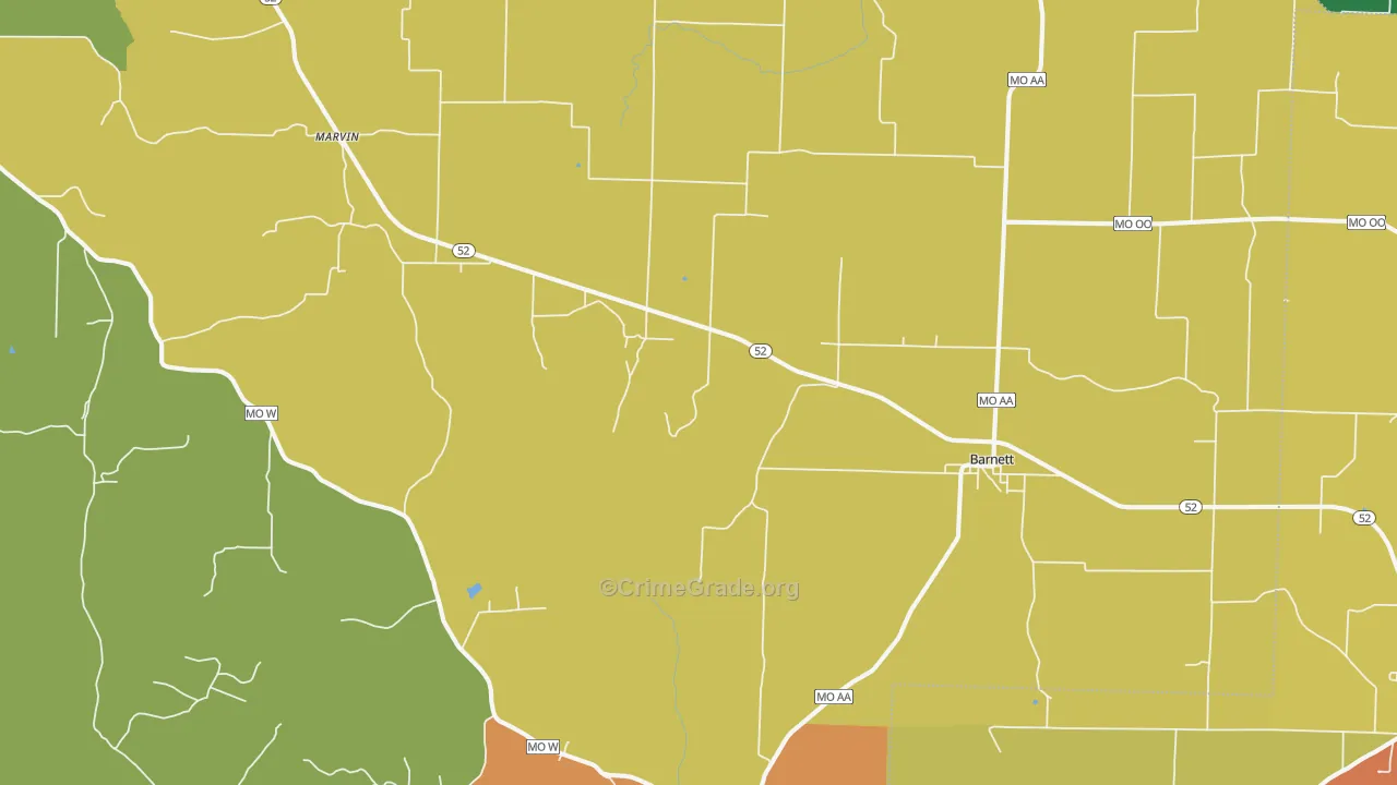 Barnett, MO Map of Burglary Rates