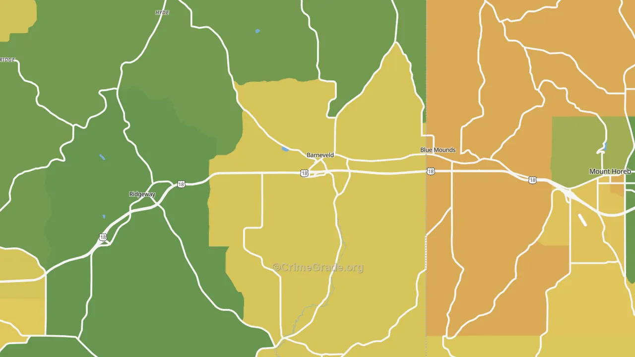 Barneveld, WI Map of Burglary Rates