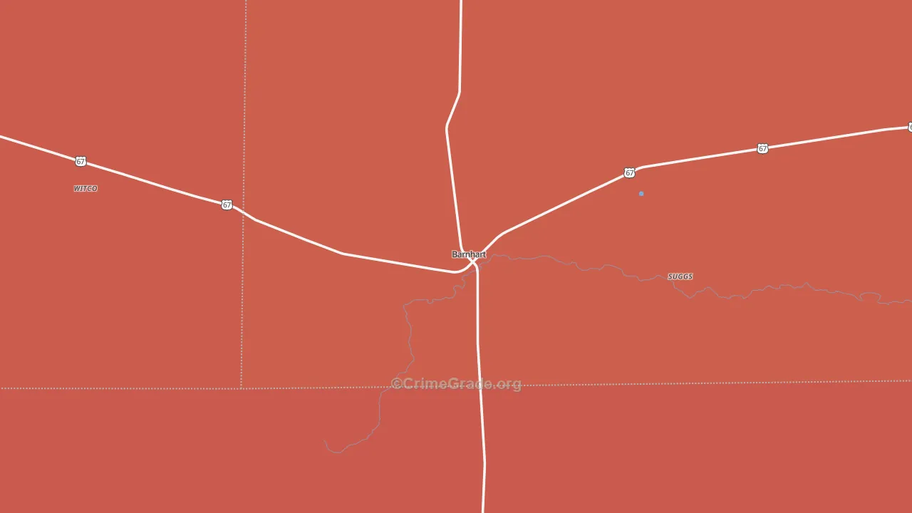 Barnhart, TX Map of Burglary Rates