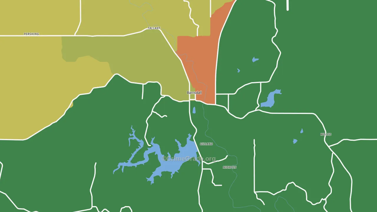Barnsdall, OK Map of Burglary Rates
